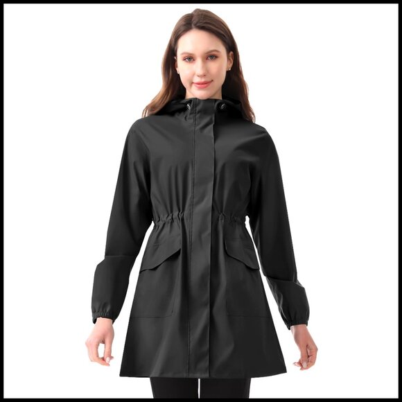 Women's Waterproof Packable Rain Jacket Hood Windbreaker Outdoor Hiking Cycling